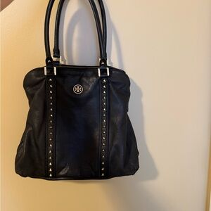Black Tori Burch Studded Tote Bag